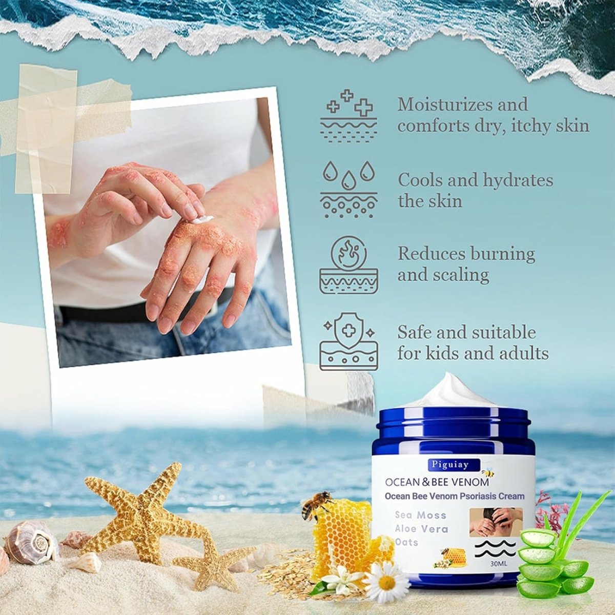 Bee Venom &Ocean Psoriasis Healing Cream ( Pack Of 1 ) - Moda & Main